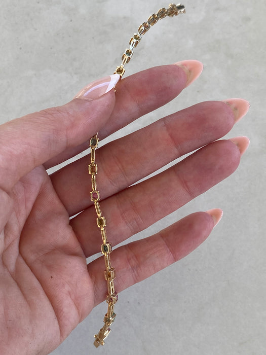 14K Natural Multicolor Tourmaline & Diamond Bracelet