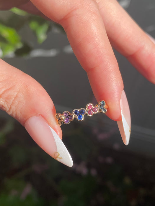 14k amethyst sapphire citrine clover ring size 7