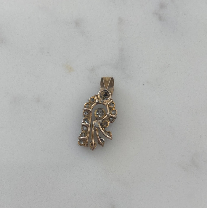 14k diamond antique pendant charm