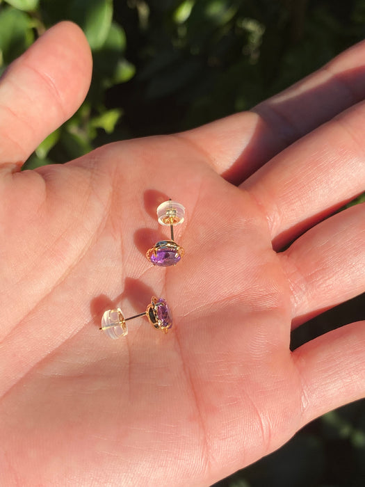 18k amethyst stud earrings