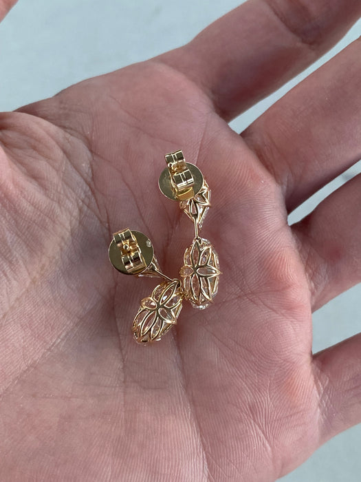 14K 6.2 TCW Lab-Grown Diamond Pear & Elongated Oval Drop Earrings