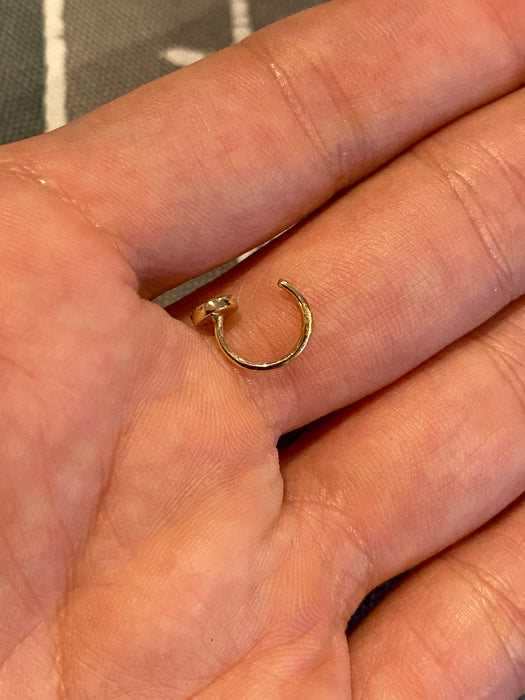 14k diamond turquoise round hook single earring