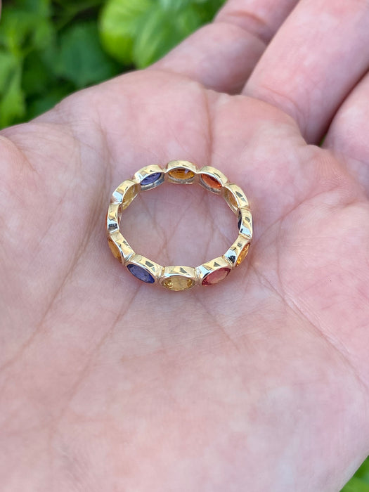 14K Gold 3.8 Carat Sapphire Eternity Ring
