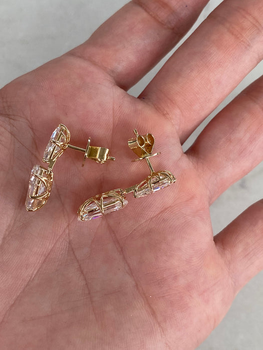 14K 6.2 TCW Lab-Grown Diamond Pear & Elongated Oval Drop Earrings
