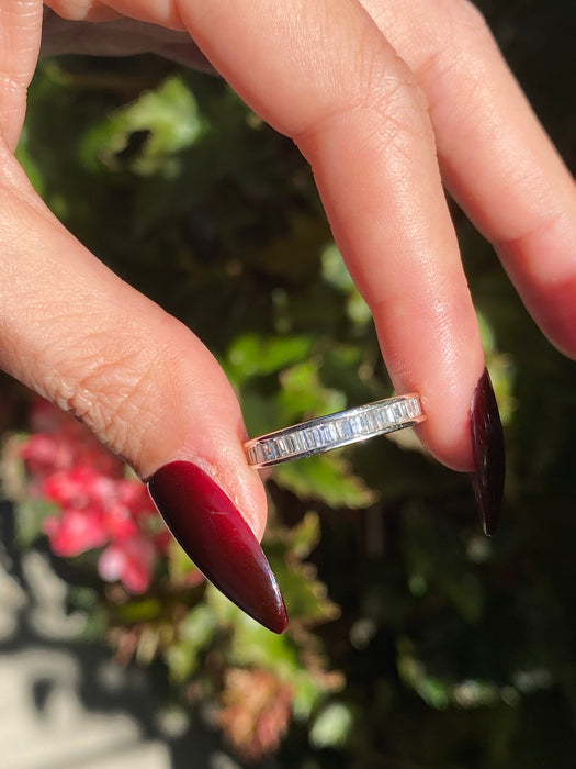 14k white gold diamond baguette ring size 7