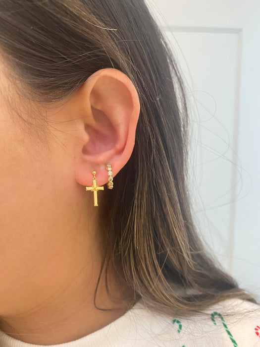 18k cross stud earrings