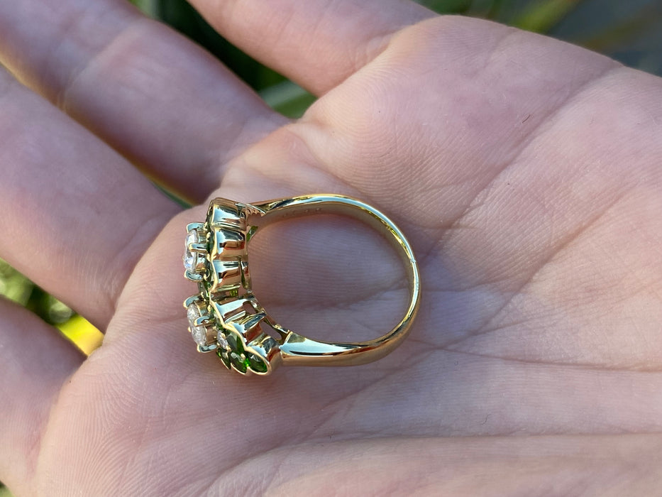 18k diamond tsavorite green garnet ring size 7
