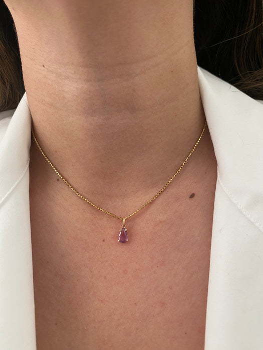 14k pink pear sapphire charm