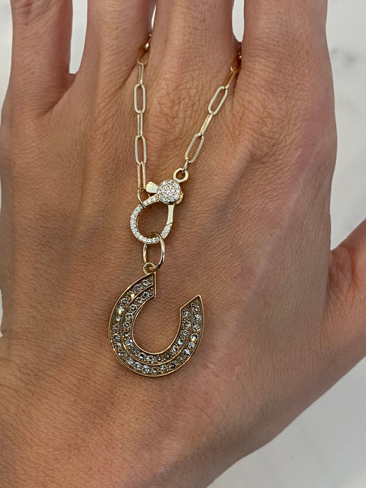 14K Gold Champagne Diamond Horseshoe Charm