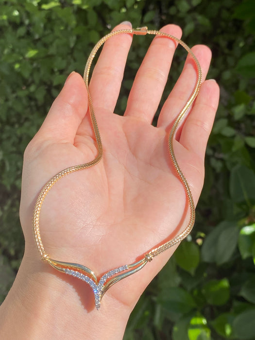 14k wheat diamond necklace 16.5”