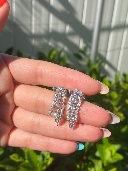 18k white gold aquamarine and diamond earrings