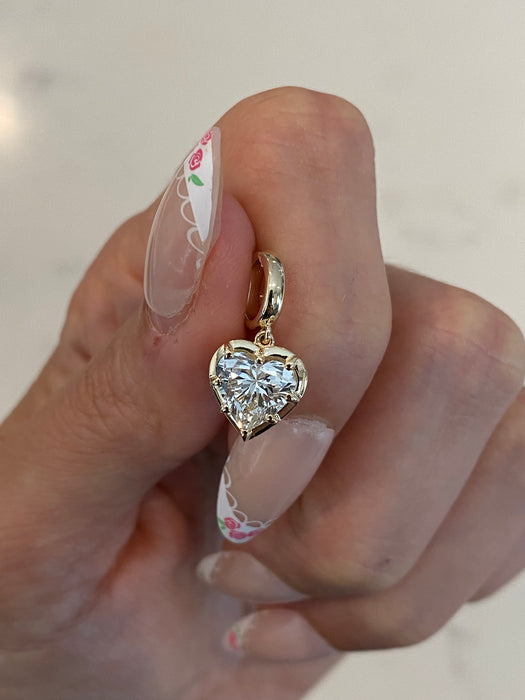 14K Gold Lab Diamond Heart Charm