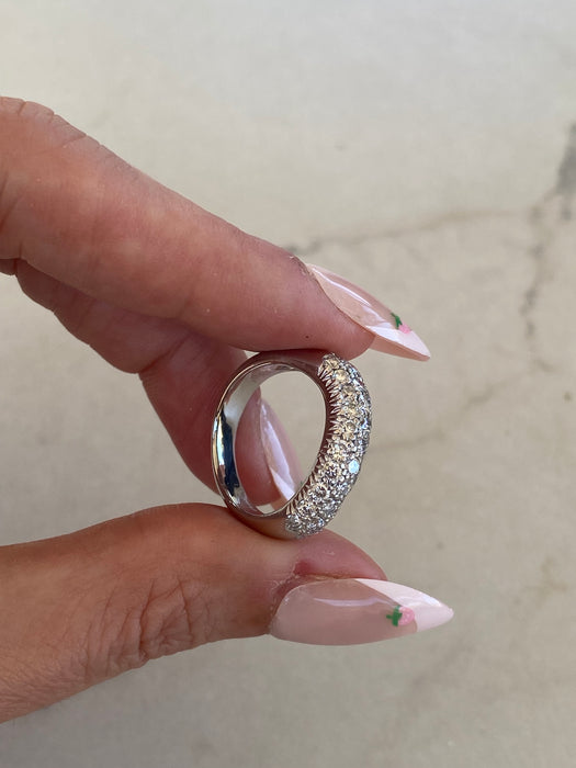 Vintage Platinum 900 1 Carat Diamond Wavy Ring