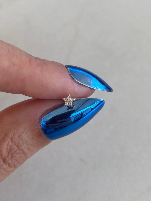 14K Gold Pave Lab Diamond Star Single Earring