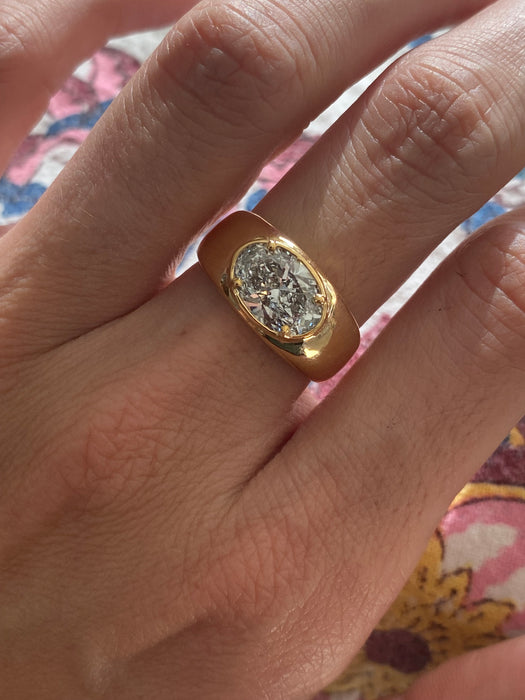 Blossom- 14k lab 2 carat oval east to west diamond ring size 7