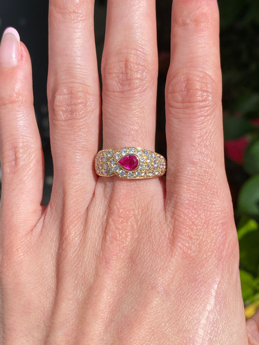 18k diamond ruby ring size 7.75