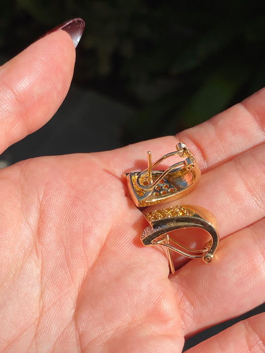 14k citrine diamond omega back earrings