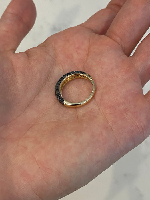 14K Gold Pavé Natural Black Diamond Ring