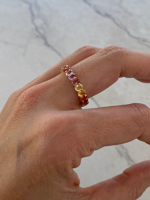 18K Rainbow Sapphire Ring