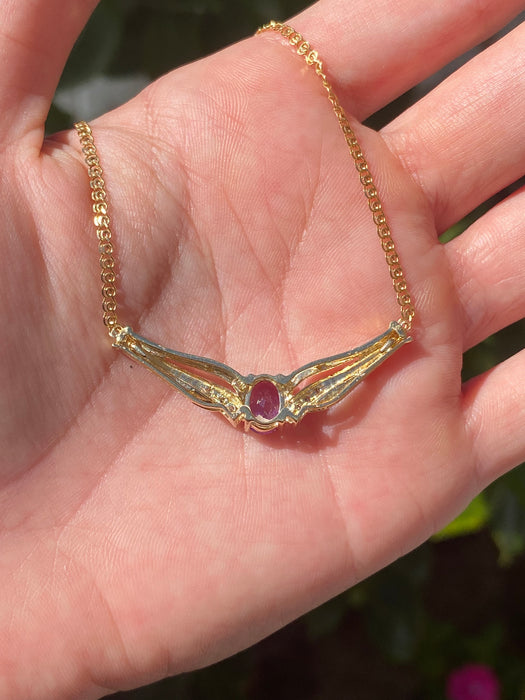 10k amethyst diamond necklace 18.5”