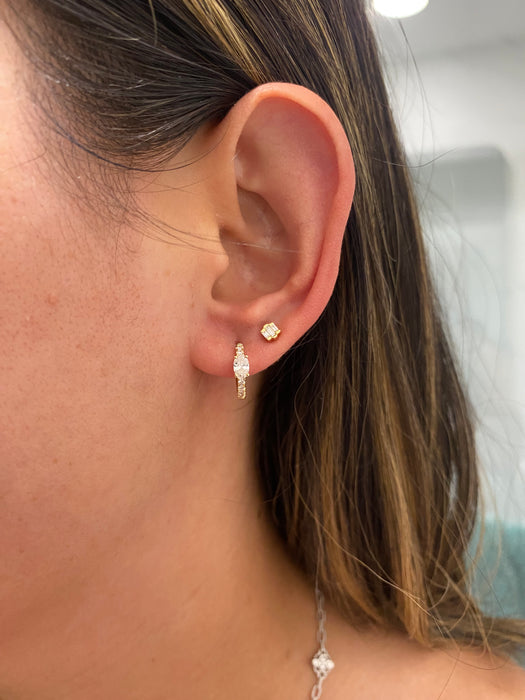 14K Lab Diamond Oval Huggie Earrings