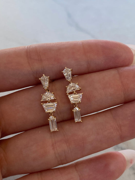 14K Lab Diamond Articulated Drop Earrings – 2.40 CTW