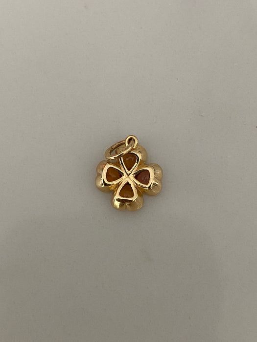 14K Gold Orange Sapphire Clover Pendant