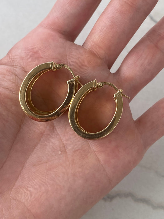 Vintage 14K Roman Numeral Hoop Earrings