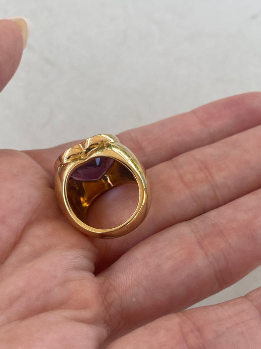 Vintage 14K Amethyst Heart Pinky Ring