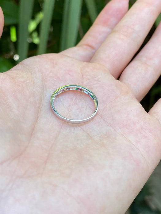 14k white gold rainbow ring size 6.5
