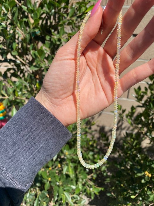 Vintage 18k White Gold Opal Necklace – 29.24ctw Natural Opal
