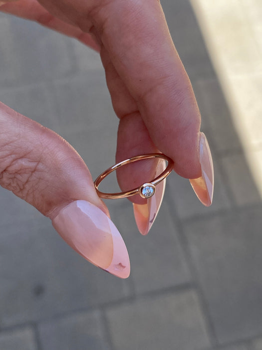 14K Rose Gold Bezel Set Lab Diamond Ring