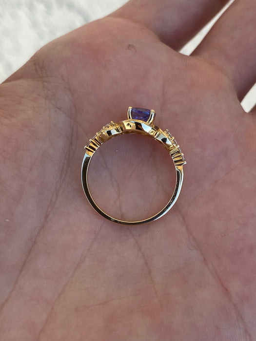 14k whimsical tanzanite diamond ring size 6.5
