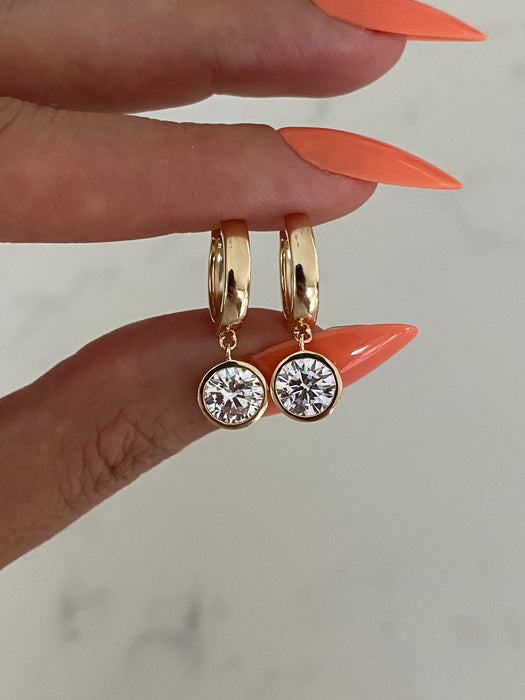 14K Gold 1.8 TCW Bezel-Set Lab Diamond Huggie Earrings