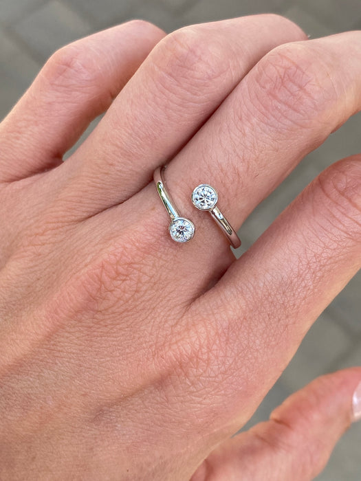 14K White Gold Lab Diamond Bypass Ring