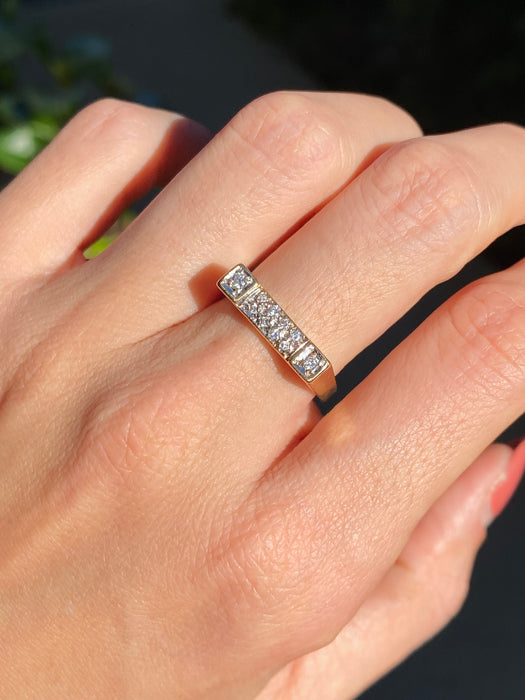 14k diamond squared ring size 6.25