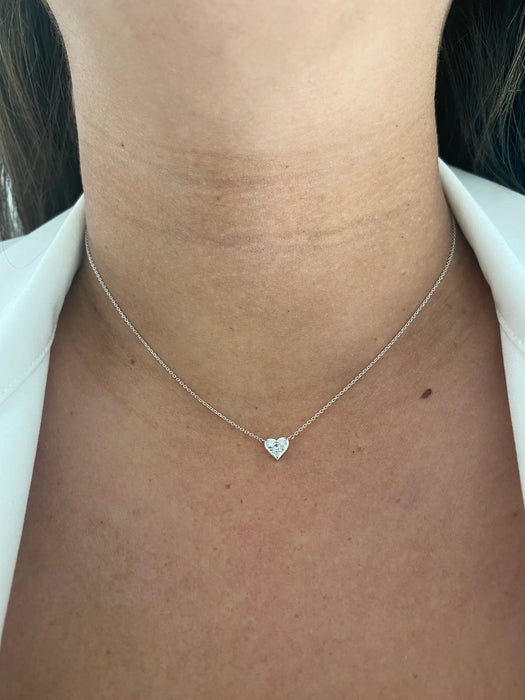 Platinum diamond heart necklace 16”