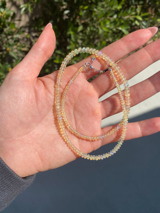 Vintage 18k White Gold Opal Necklace – 29.24ctw Natural Opal