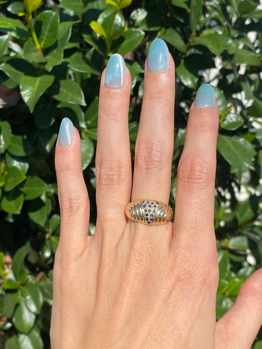 14k croissant blue sapphire ring size 6.75