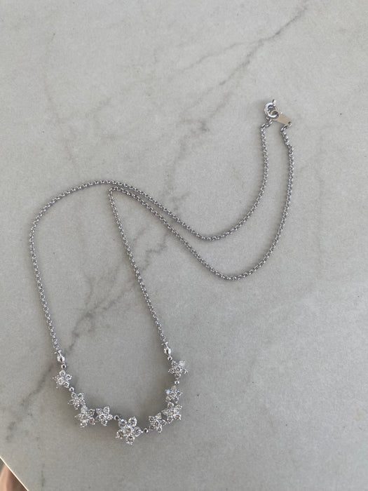 Vintage Platinum 900 Natural Diamond Articulated Flower Necklace – 1.50 TCW