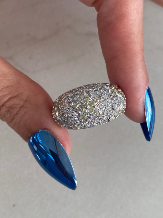 Vintage 18K Gold Diamond Bombe Star Ring – 2.75 TCW