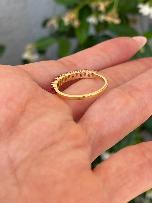 14k Gold Half Eternity Pear Ruby Ring