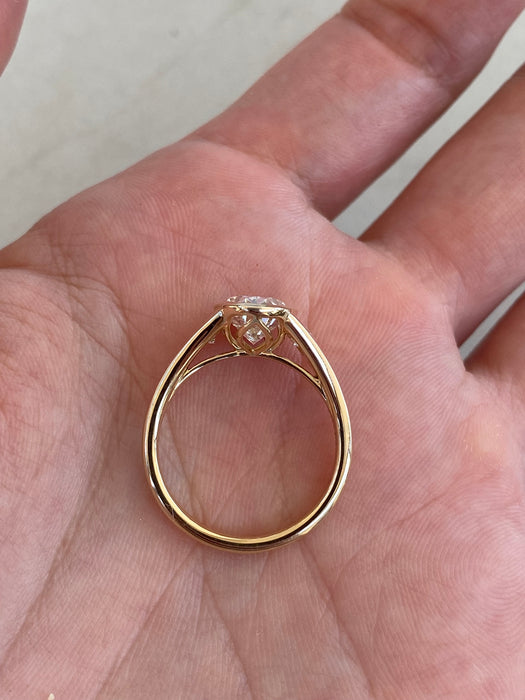 14K Gold 2.44 TCW Carat Oval Lab Diamond Ring with Flush Half-Moon Accents