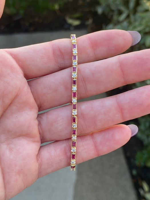 18k ruby diamond tennis bracelet