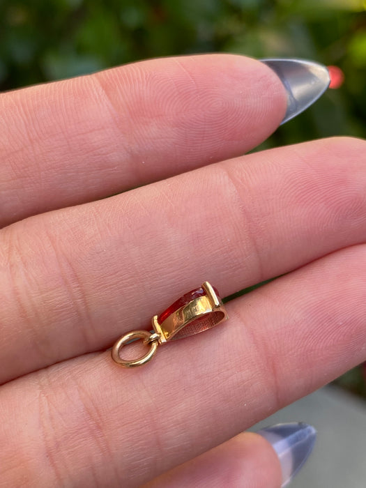 14K Gold Orange Sapphire Pear Pendant – 1.2 TCW