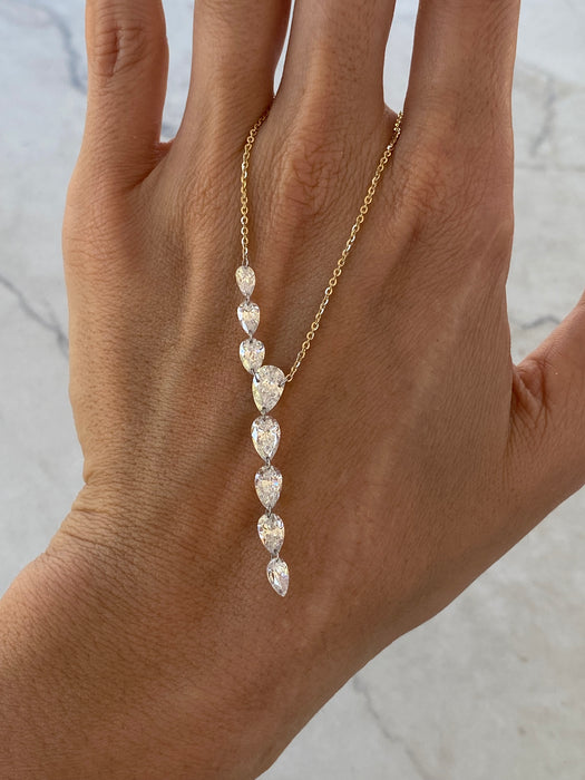 14K 3.6 TCW Lab Diamond Pear Lariat Necklace