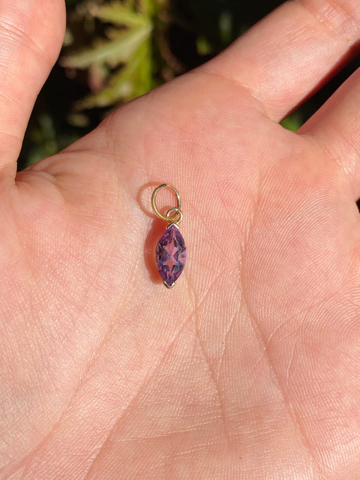 14k marquise amethyst charm pendant