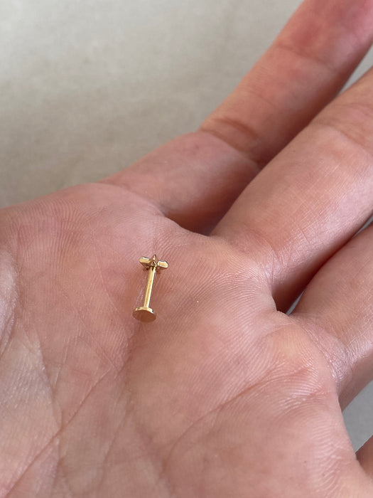 14K Gold Pave Lab Diamond Star Single Earring
