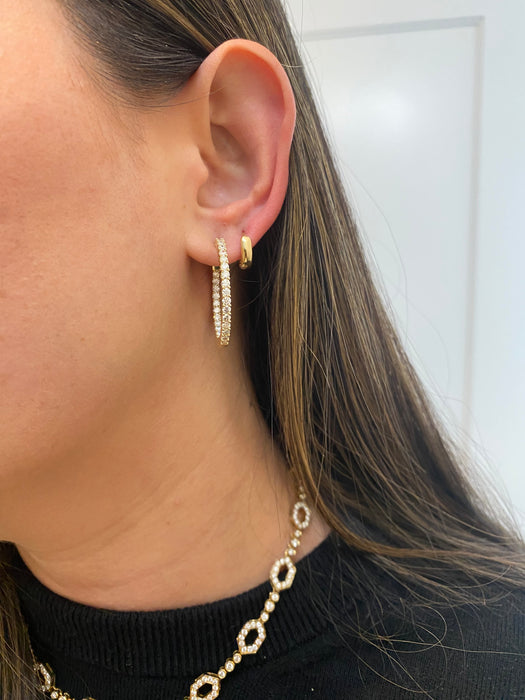 14k 2.5 carat lab diamond hoop earrings