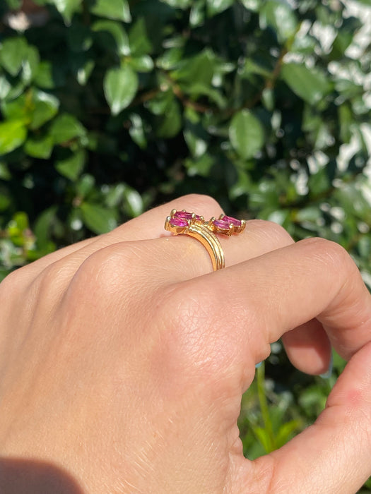 14k ruby cluster twist ring size 6.75